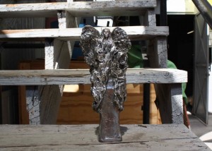 Guns to Angels "Angel of Peace" sculpture by artist Lin Evola, made from melted-down guns.